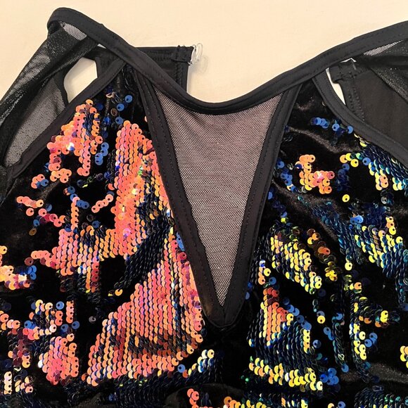 Weissman Adult Dance Costume Jazz Sequin Tap Romper Shorts MA Back Velvet - Picture 9 of 11